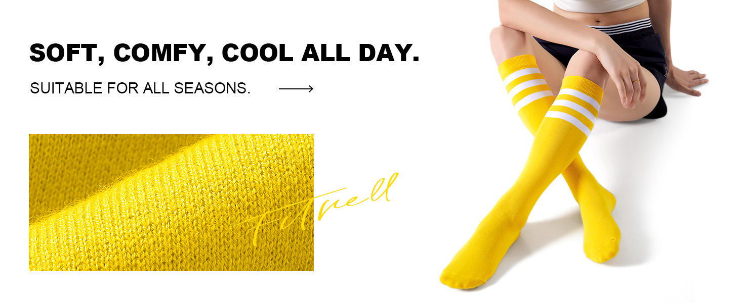 Yellow white knee high socks