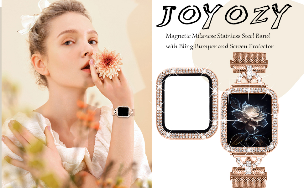 JOYOZY Magnetic Milanese Band with Bling Case and D-shaped Buckle