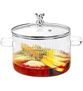Jucoan 1.8L/60oz Glass Saucepan with Cover, Heat Resistant Glass Simmer Pot, Stovetop Glass Cooki...