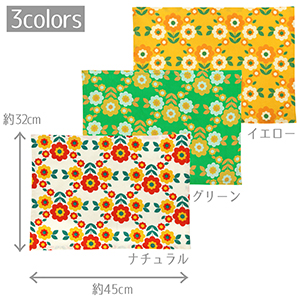 Amazon｜ランチマット レトロフラワー 2枚セット グリーン｜ランチョン
