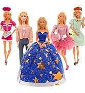 Barwa 5 Set Doll Clothes Dresses with 10 Pairs of Shoes 9 Dressing up Accessories for 11.5 Inch G...
