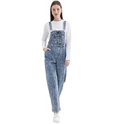 ZMTUO Women's Stretchy Denim Overalls with Adjustable Straps, Relaxed Fit, Multiple Pockets Vinta...