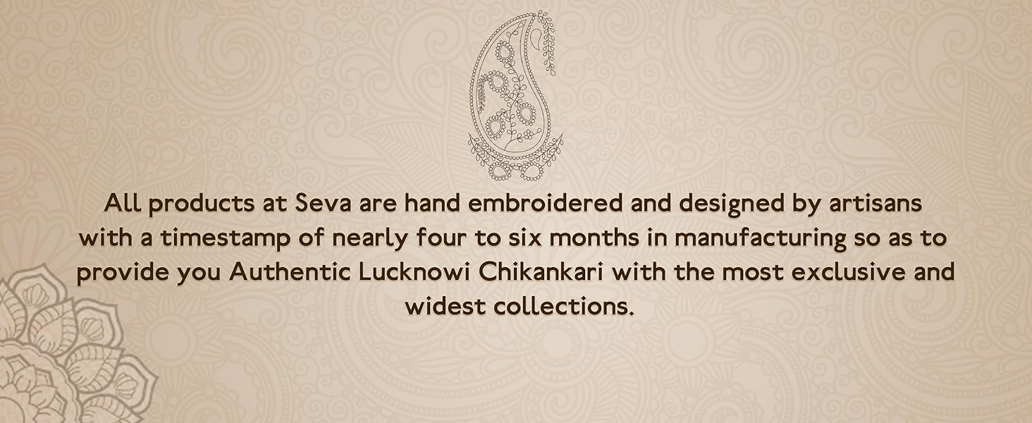Seva Chikan Hand Embroidered Lucknawi Chikankari Straight Kurta Kurti for Women