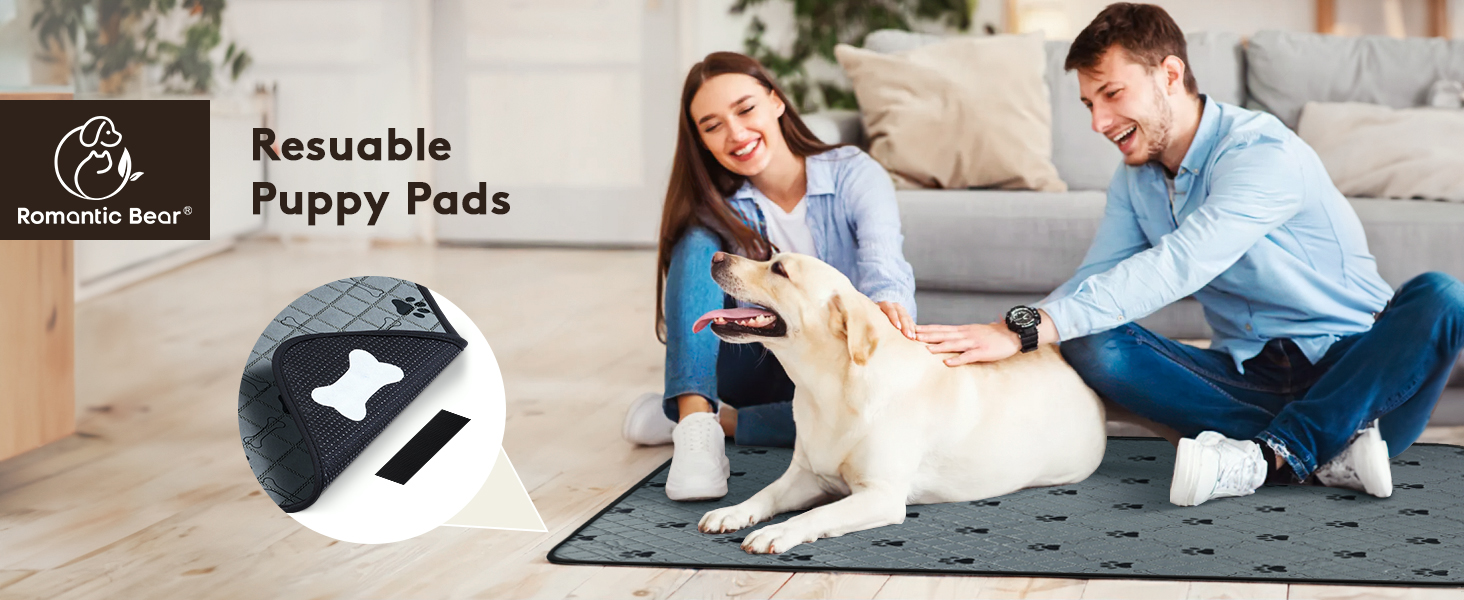 Reusable Puppy Pads 60x45cm Hook&Loop Washable Puppy Pee Pads for Dog , Fast Absorbent Dog Puppy