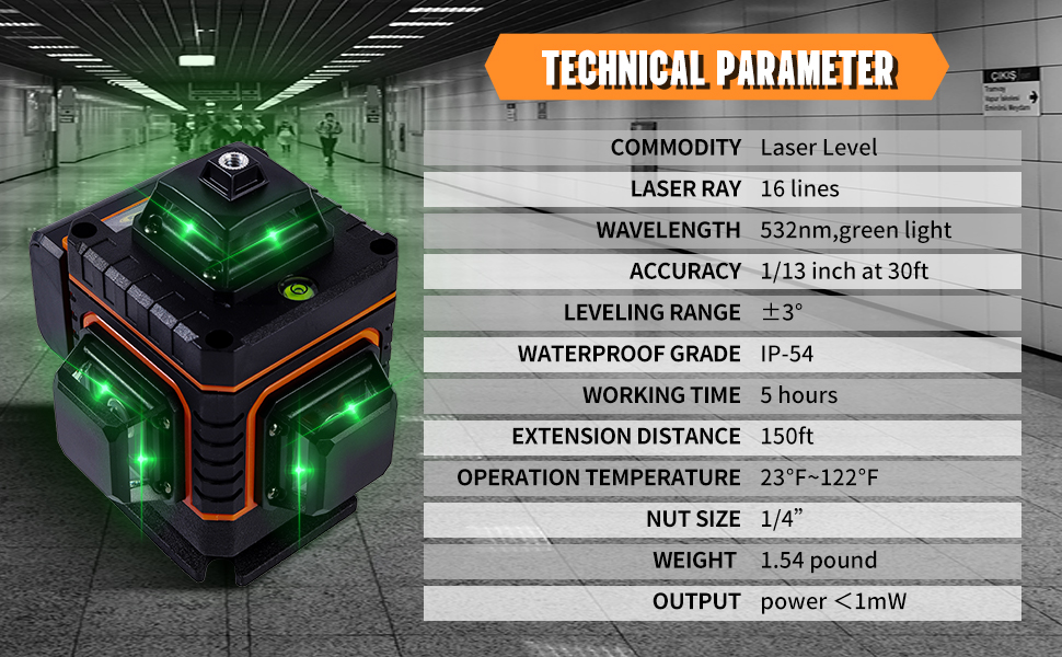 16 4D laser level information