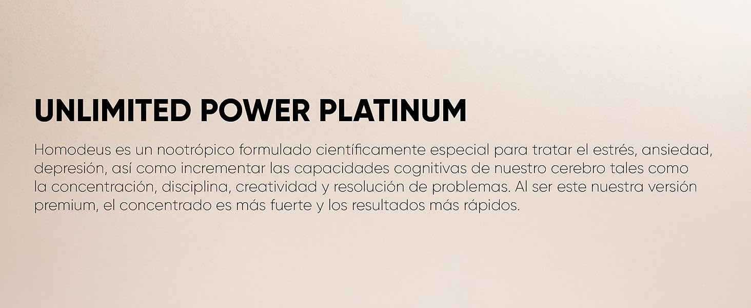 HomoDeus Platinum Nootrópico Mejorado |Concentración, Memoria y Agilidad Mental  Suplemento Natural
