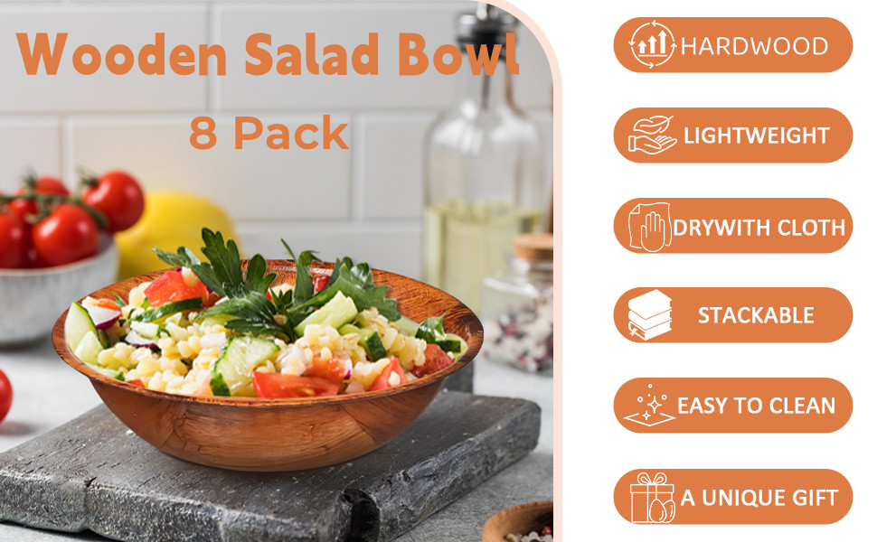Natural Birch Wood Salad Bowl