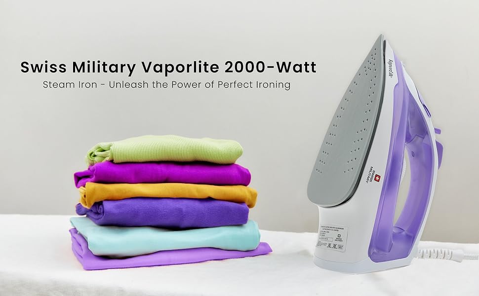 Buy Swiss Military Steam Iron with Spray VAPORLITE 2000Watt Iron, Non