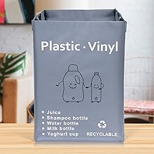 Recycling waste bin bag for household recyclable bottle collection and sorting