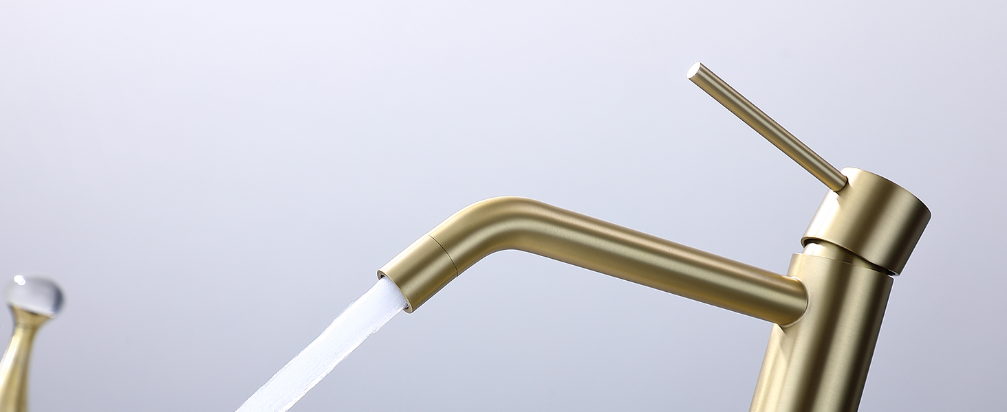 Brushed Gold Vessel Sink Faucet with Pop Up Drain and Supply Lines