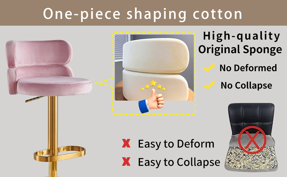 LUXMOD Velvet Bar Stools Modern Swivel Adjustable Height