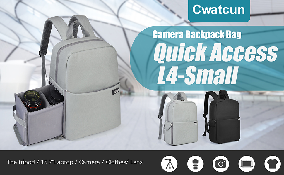 Cwatcun Camera Backpack Side Access Camera Bag Detachable Insert Case