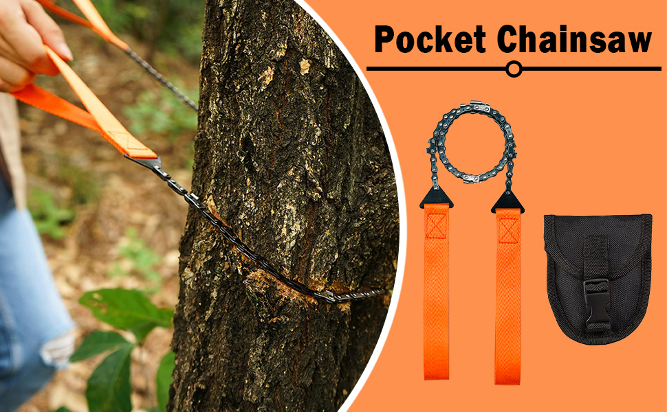 Msyuusr Pocket Chainsaw 25.6 Inch Survival Saw with Handles