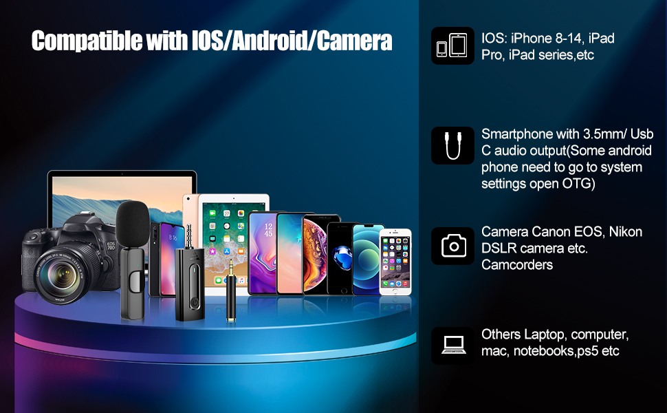 Wireless Lavalier Microphone for iPhone iPad/Android Phone