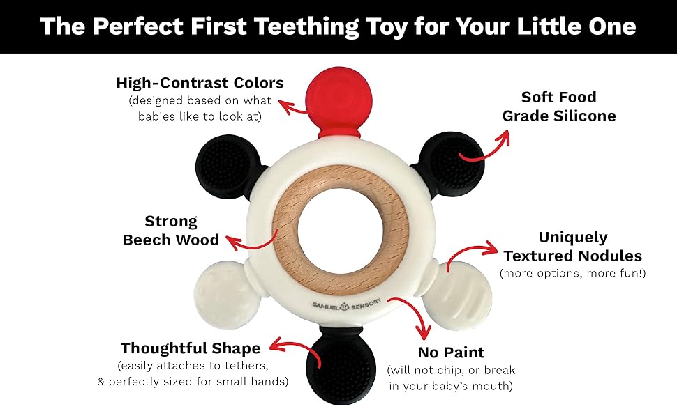 Safe and engaging teether toys for babies 0-6 months for sensory development.