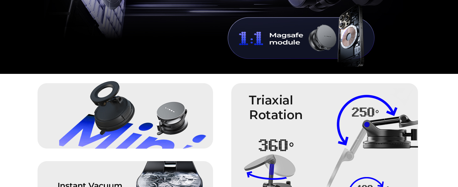 15W Vauum Suction Magsafe Car Mount Charger