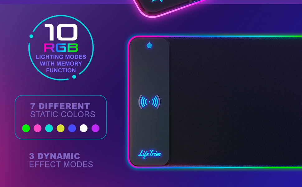 Gaming mousepad wireless charging LED lights gaming pro