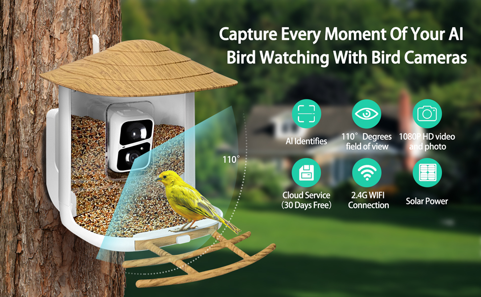 Smart Bird Feeder with Camera, Themoxia Bird Feeder Camera