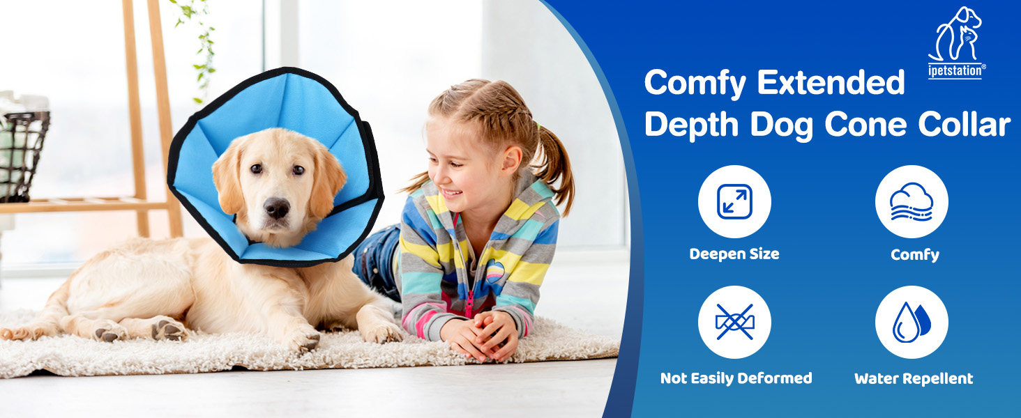 ipetstation Dog Cone Collar for Dogs After Surgery Extra Long