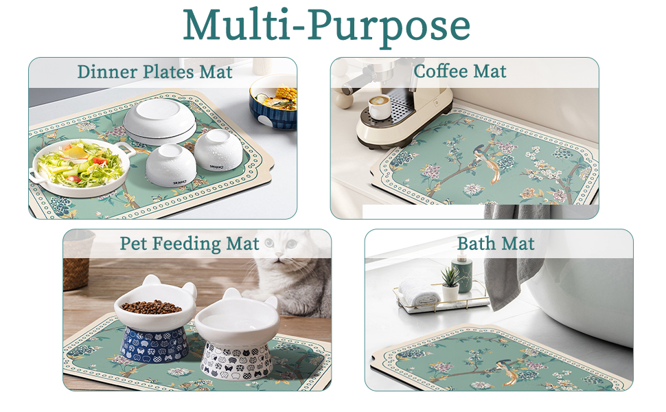 Dish Drying Mat XL 24"x16" Dish Mat Drying Kitchen Mat with