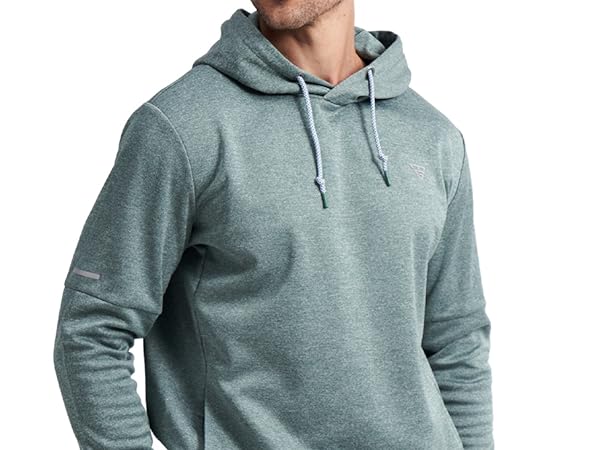 【DESCENTE GOLF 】Men's Warm Neck Fleece Hooded T-Shirt Mens Sweatshirts hoodies with Pockets Brushed Midweight