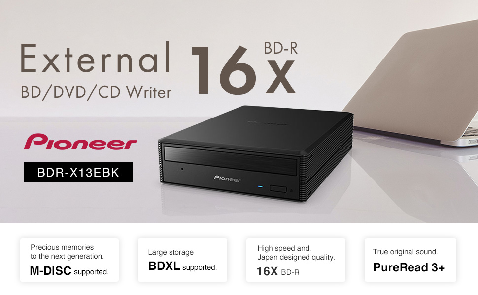 Pioneer External Bluray Drive BDRX13EBK (New!) Reliability & 16x BDR
