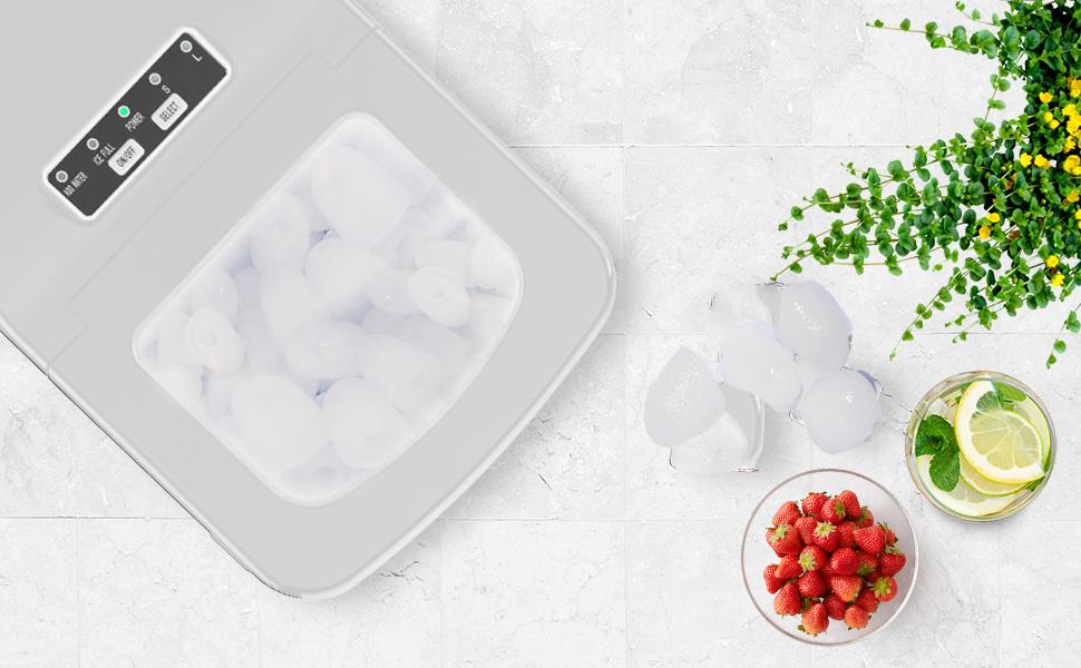 SMETA Bullet Pebble Ice Maker Machine Countertop, Chewable