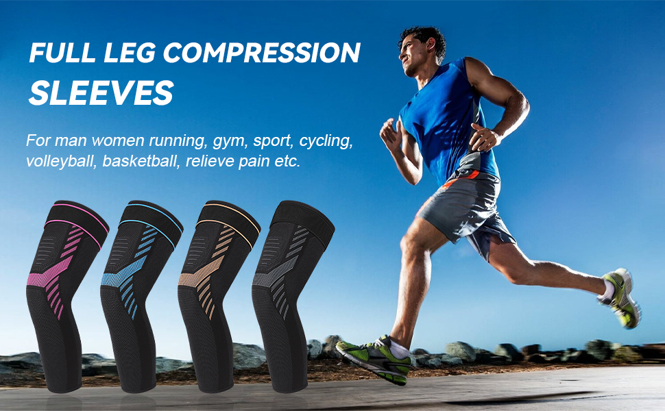 Amazon.com: Long Compression Leg Sleeve Knee Compression Sleeves with - Best Knee Sleeve For Meniscus Tear