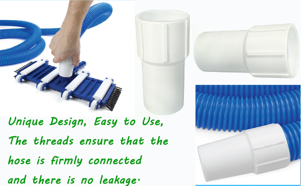 2 Pack 11/2 Inch Pool Vacuum Hose Cuff Hose Threaded Cuff