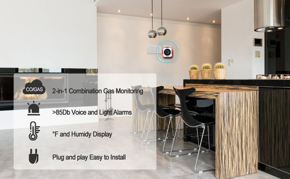 Plug in Carbon Monoxide Alarm,Natural Gas Detector