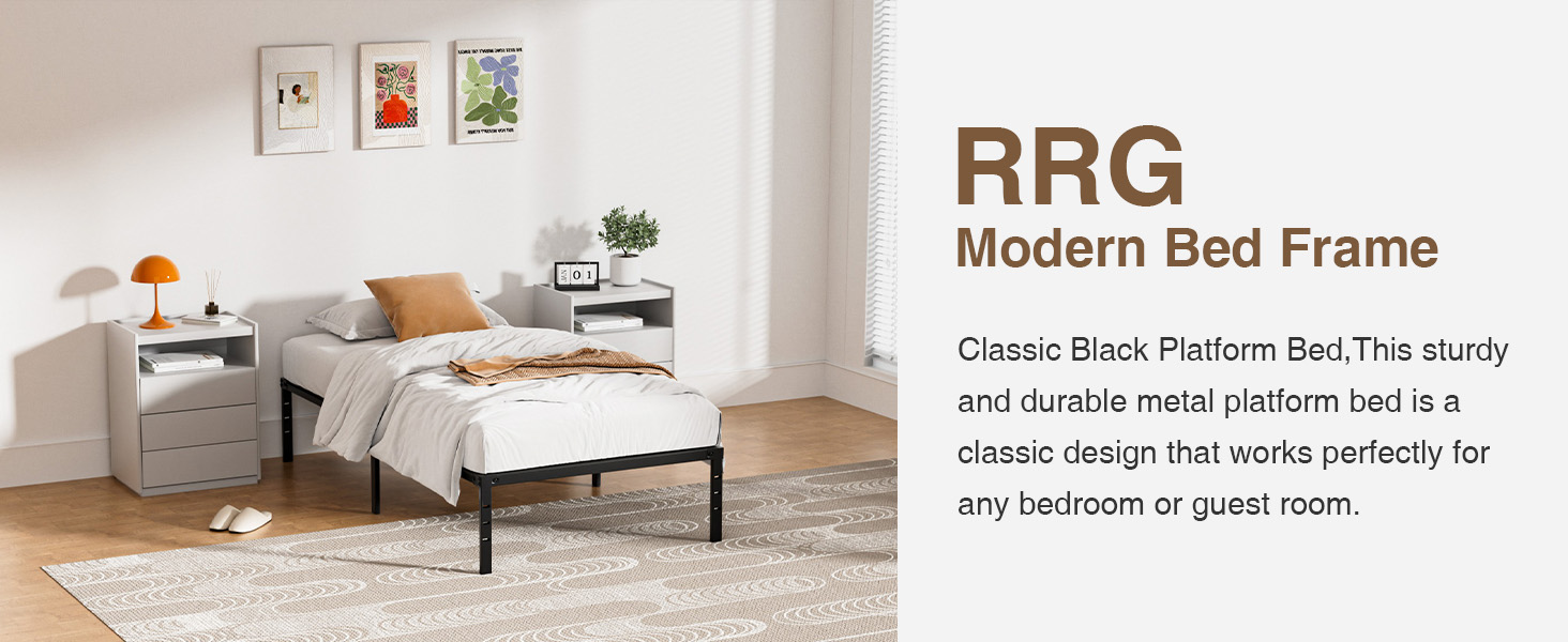 RRG Twin XL Bed Frames, 14 Inch Heavy Duty Metal Platform