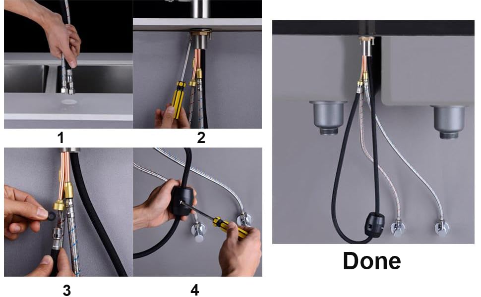 WENKEN Kitchen Tap, Solid Brass Kitchen Sink Tap, Single Handle 360