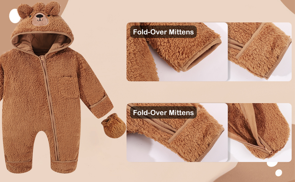 Newborn Baby Snowsuit Bear Onesie Suit