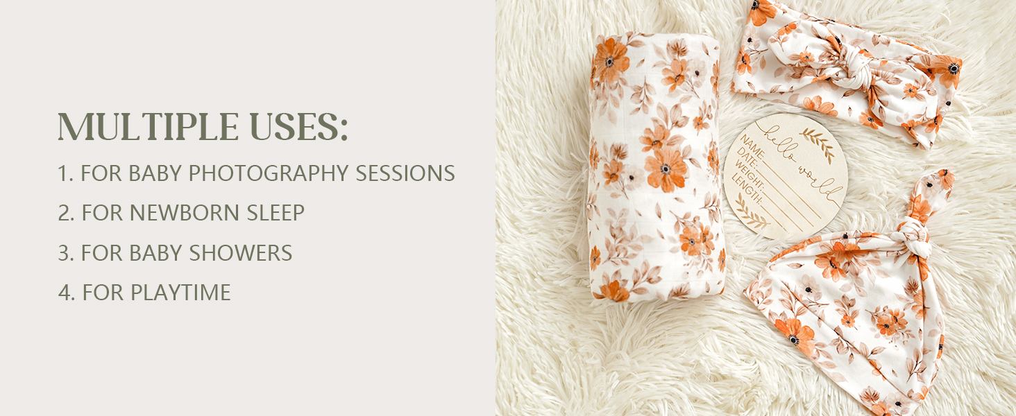 MairMore Muslin Swaddle Receiving Blanket with Matching