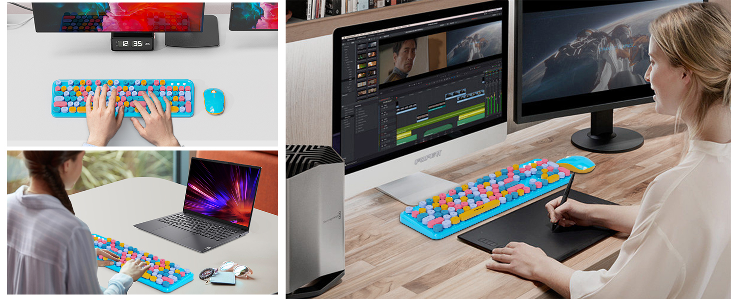 colorful keyboard and mouse wireless