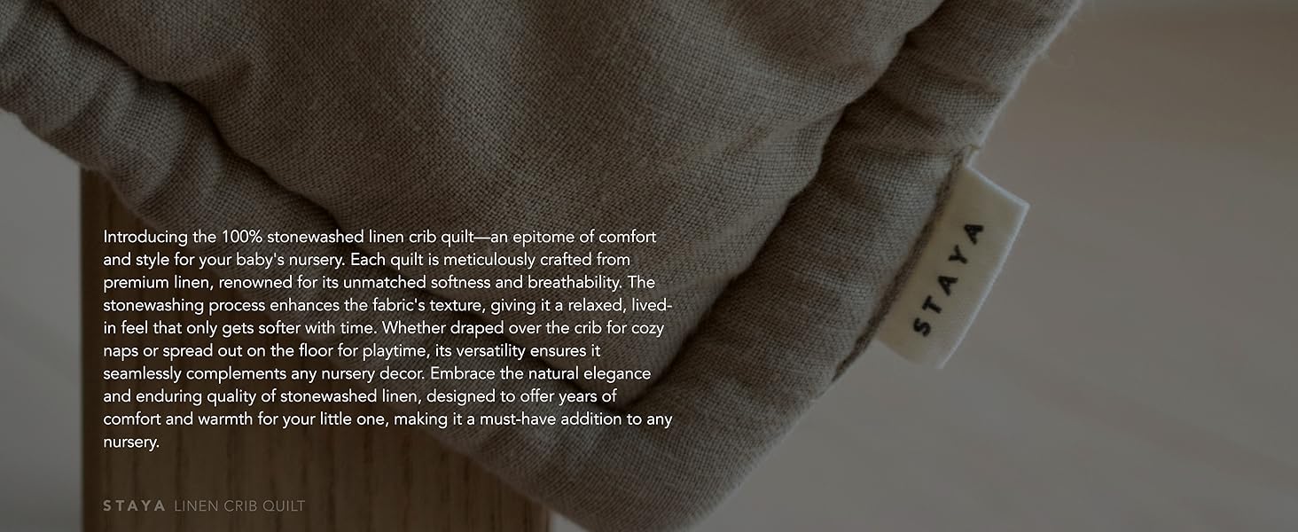 Staya Stonewashed Quilted Linen Crib Quilt, Baby Blanket