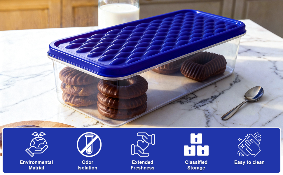 Airtight Plastic Storage Containers Set for Kitchen | Boxes for Fridge 1200 ML (Set of 2)