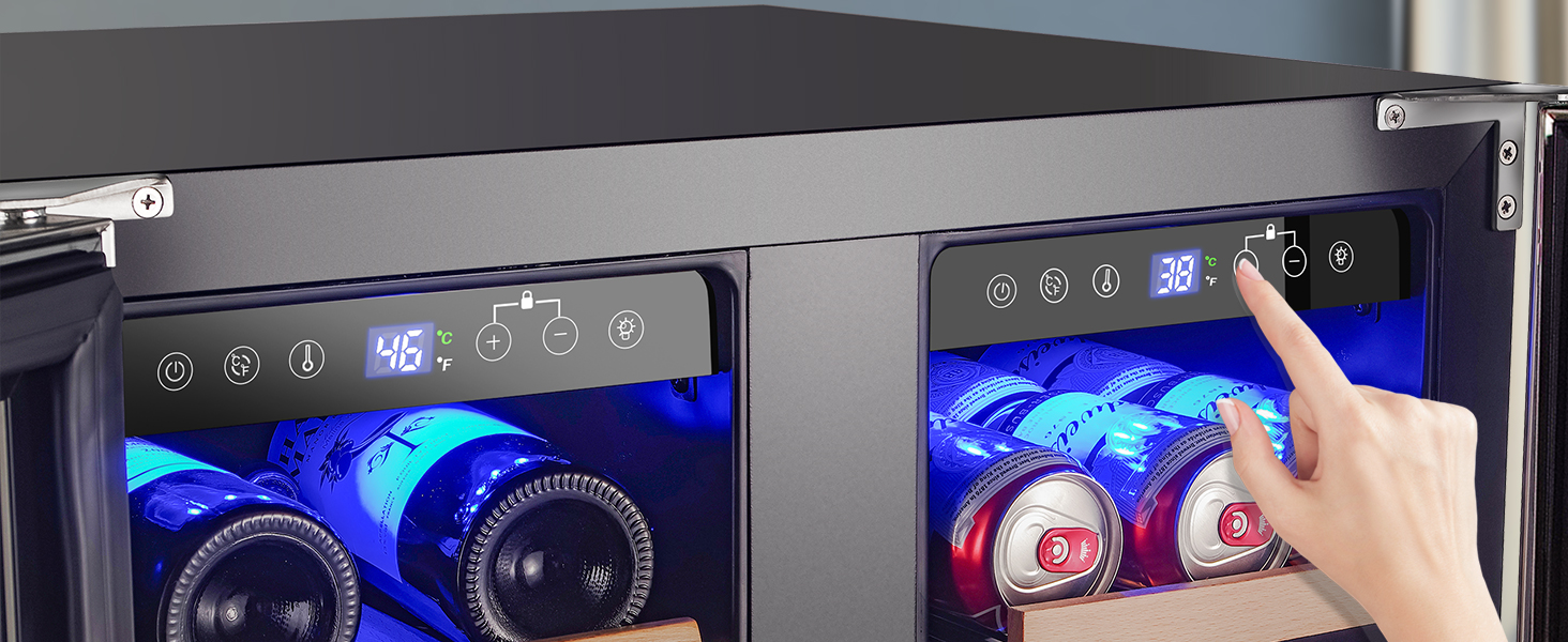 BODEGA Wine and Beverage Refrigerator,24 Inch Dual Zone Wine Cooler