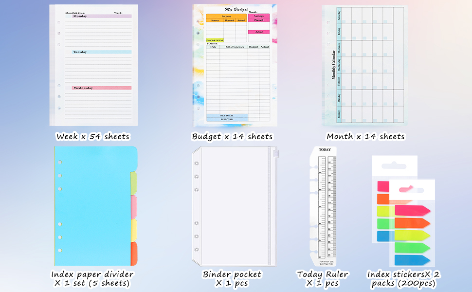 Amazon.co.jp Toplive 2024 A5 Size Organizer Refill Set, A5 Loose Leaf