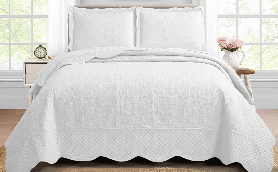 BOREA home collection Reversible Quilt Set King White