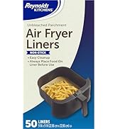 Reynolds Kitchens Air Fryer Liners Disposable, Unbleached Parchment Paper Sheets, 50 Count
