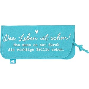 Brillen-tasche Brillen-Hülle Brillen-Etui Täschchen Türkis Anhänger Spruch lustig Filz-Stoff 