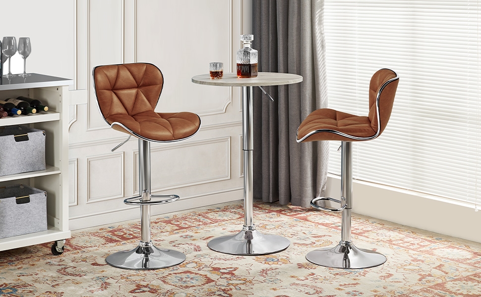 Yaheetech Bar Stools Set of 4, Island Chairs Shell Back, PU