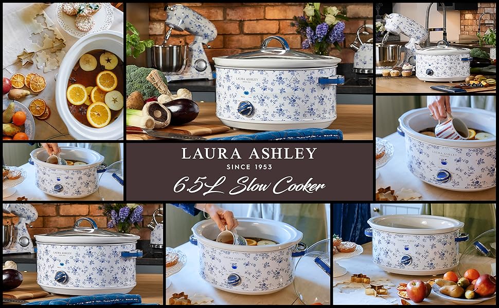 Laura Ashley China Rose Slow Cookers 6.5 Litres. Large Slow Cooker 6.5L