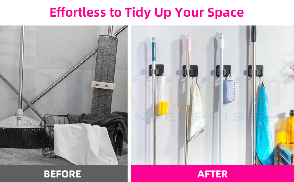 Self Adhesive Heavy Duty Premium 304 Stainless Steel Mop Holder and