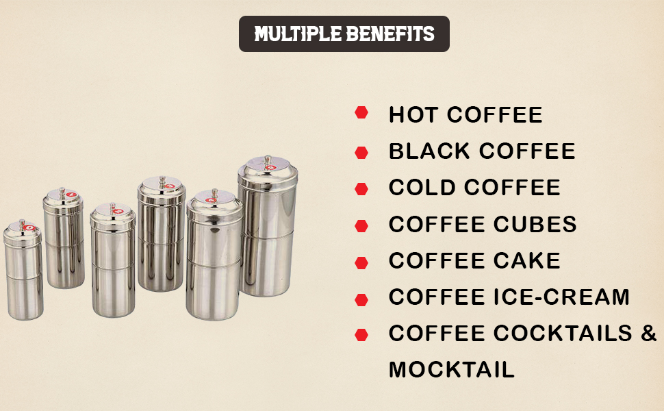 BLUETAIL Stainless Steel South Indian Filter Coffee Maker, 4-6 Cups (200 ML) SPN-MX9E8