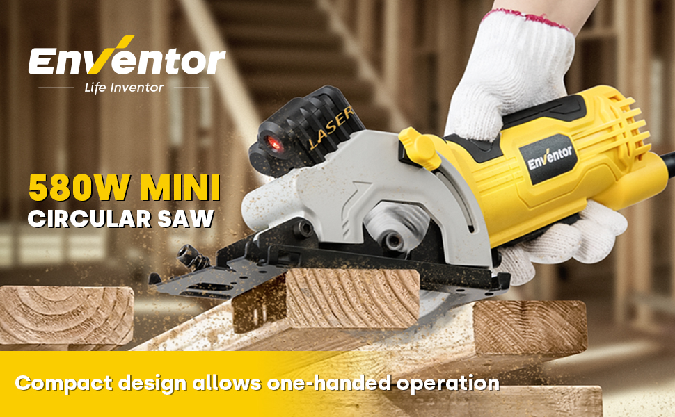 Enventor Mini Circular Saw, 580W 4000RPM Compact Electric Circular Saws