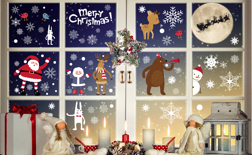 Amazon.co.jp: LOKIPA クリスマス 飾り 静電ステッカー 剥がせる