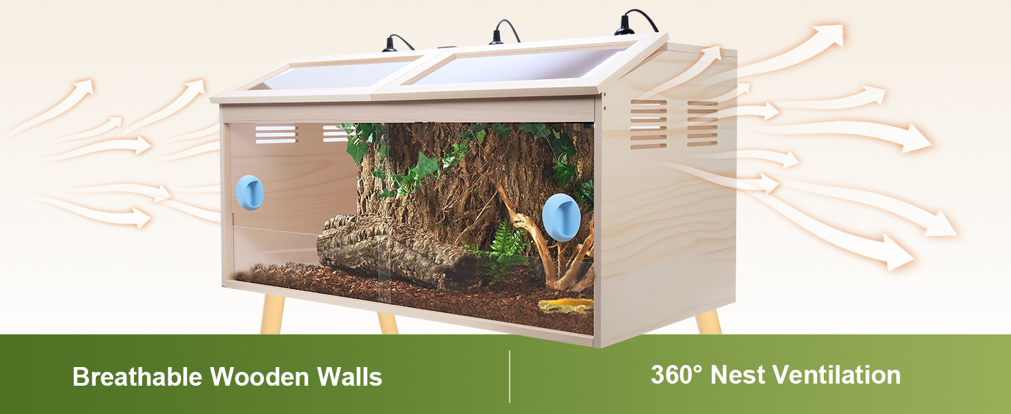 FMATOZ 33 Gallon Reptile Terrarium with Stand