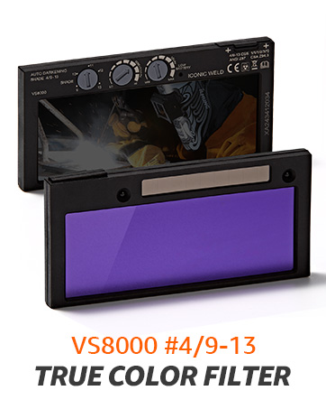 ICONIC WELD Auto Darkening Welding Lens Filter 2x4 - HD True Color, Adjustable Shade #4/9-13
